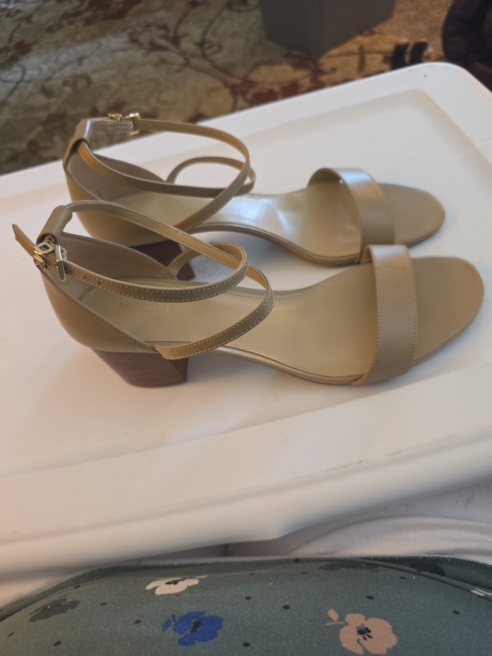 Michael Kors Tan Ankle-Strap Block Heels